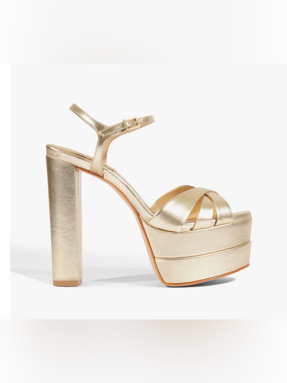 Schutz Keefa Metallic Gold Platform High Heel Sandals